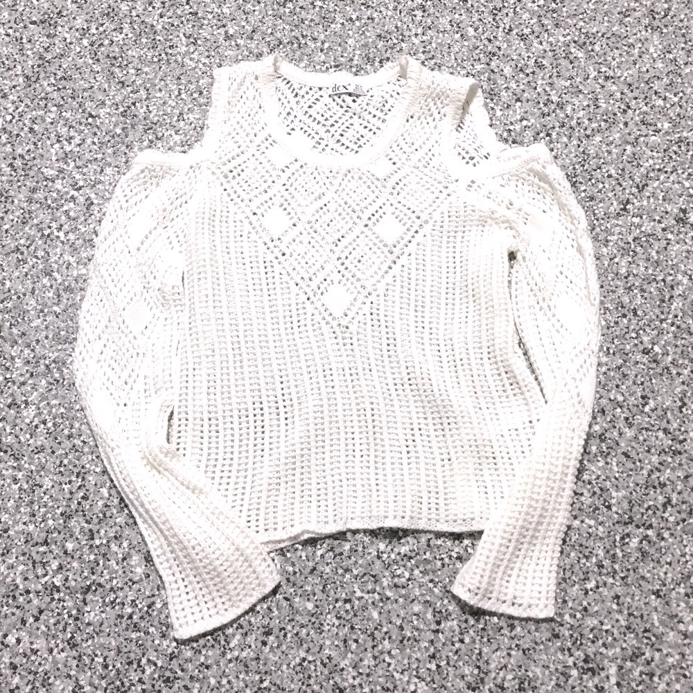 Dex ✦ Knit Cut-Out Shoulders White Sweater (XS/S)